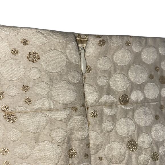 j Crew Gold And Cream Pencil Sheath Skirt Size 10 Circles/bubbles Metallic - Picture 3 of 5